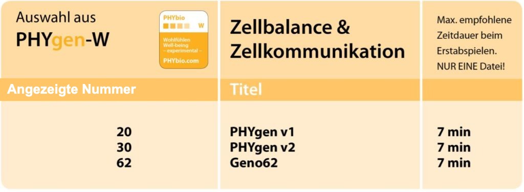 PHYgen-W – Zellbalance und Zellkommunikation