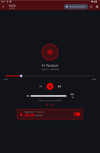 PHYbio Audio Player App – player view
